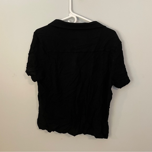 NWOT FOR DAYS Black Short Sleeve Button Down Shirt Size Large - Picture 3 of 3